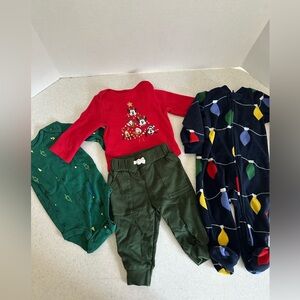 Carter’s & Disney Baby Boy 6M Christmas Clothing Lot! PJ’s, Onesies & Pants.